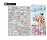 6 Sheets Mixture Cute Kawaii Cartoon Nail Art Stickers Decal for Nail Art,3D Self Adhesive Nail Design Nail Art Supplies Cute Nail Decals for Women Girls Kids…