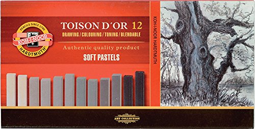 KOH-I-NOOR TOISON D'OR 8592 Artist's Soft Pastels - Grey (Pack of 12)
