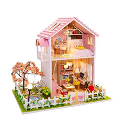 Flever Dollhouse Miniature DIY House Kit Creative Room with Furniture for Romantic Valentine's Gift(Sakura Love)