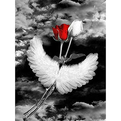 5D Diamond Painting Kits for Adults, Kids. Office Decoration, Room, Home, Gift for Her Him Red and White Rose with Wings 11.8x15.7in 1 Pack by Cenda