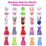 48-Pack Handmade Doll Clothes Sets - 3 Wedding Dresses, 4 Fashion Dresses, 10 Slip Dresses, 3 Tops 3 Pants, 2 Bikini Swimsuits, 10 Shoes, 16 Accessories for 11.5 Inch Doll