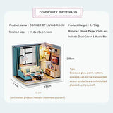 CUTEBEE Dollhouse Miniature with Furniture, DIY Dollhouse Kit Plus Dust Proof and Music Movement, 1:24 Scale Creative Room Idea (Corner of Living Room)