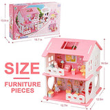 Wemfg DIY Dollhouse Kit Pink House Playset for Girls Kids Toddlers, Bunny Dollhouse Set with Furniture Accessories, Small Doll House Kit, Home Gift Set Birthday (Easy-to-Assemble Design)