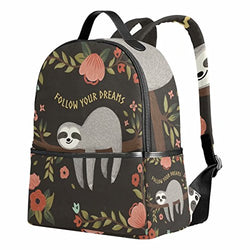 Sloth Backpack, Cute Bookbags Elementary School Bags 12.6"x 5" x 14.8" for Kids Girls