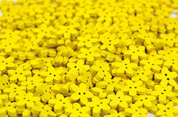 RayLineDo One Pack of About 500pcs 15MM Flower Shape 2 Holes Yellow Wood Buttons Package for Sewing