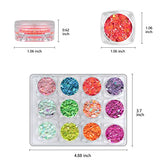 AddFavor 24 Colors Iridescent Glitter Chunky Nail Glitter Flakes Fluorescent Neon Sequins for Nail Art/Face/Body/Craft Project (Iridescent AB Colors)