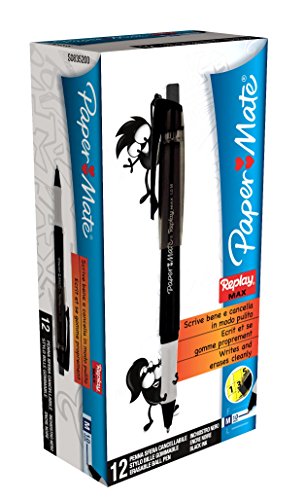 PaperMate Replay Max Eraseable Ball Pen Medium Black - Box of 12
