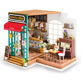 ROBOTIME DIY Dollhouse Kit Miniature Coffee House Kits with Accessories and Furniture Best Birthday Gifts for Her