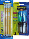 The First Jumbo Premium Yellow Pencil with Dual Blades Sharpener. 1 Set of Pencils (4 Pcs) and