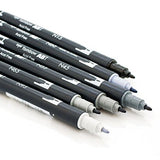 Tombow Dual Brush Pen Art Markers, Grayscale, 6-Pack