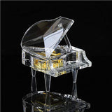 Mini Crystal Music Box Piano Shape Mechanical with Melody Castle in The Sky, Piano Music Box for Home and Office Decoration, Musical Gift for Birthday Christmas