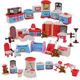 Beverly Hills Doll Collection Dollhouse Accessories Furniture and Accessory Set, All in one Bedroom, Kitchen, Laundry Room, and Bathroom 46 Piece Mega Set with Container