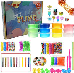 63 Pcs DIY Slime Making Kit for Girls Boys - Birthday Idea for Kids Age 6+. Ultimate Fluffy Slime Supplies Include 12 Crystal Slime, 8 Animals Models, 4 Fishbowl Beads ect