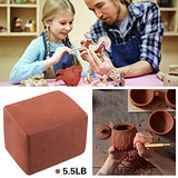 5.5 lbs Red Pottery Clay - Natural Air-Dry Clay Self Hardening Modeling Clay with 5 Pieces, Non-Toxic Moist De-Aired Clay for DIY Crafts Making Ceramics Sculpting and More (for 3+ Years Kids)