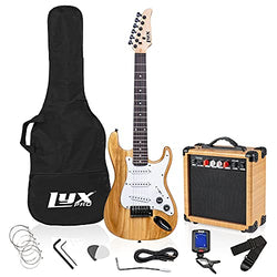 LyxPro 36 Inch Electric Guitar and Kit for Kids with 3/4 Size Beginner’s Guitar, Amp, Six Strings, Two Picks, Shoulder Strap, Digital Clip On Tuner, Guitar Cable and Soft Case Gig Bag -Natural