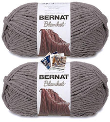 Bernat Blanket Yarn - Big Ball (10.5 oz) - 2 Pack with Pattern Cards in Color (Dark Grey)