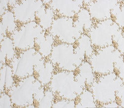Mesh Fabric Spider Lace Floral Beads GOLD / 52" Wide / Sold by the Yard