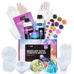 LET’S Resin Resin Kits and Molds Complete Set, 16OZ Resin Molds Silicone Kit Bundle with Sphere, Pyramid Molds, Resin Epoxy Starter Kit for Beginner Resin Casting
