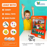 Bundaloo Claw Machine for Kids - Baseball Themed Miniature Candy Grabber with 3 Small Baseball Toys, 30 Reusable Tokens - Electronic Prize Dispenser Toy Party Game for Children