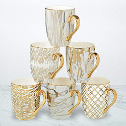 Certified International 26540SET6 Matrix 16 oz. Gold Plated Mugs, Set of 6, 5" x 3.25" x 4.5", Multicolored