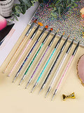 Kalolary 9Pcs Nail Art Brushes, Thin Nail Brush for Nail Art Nail Art Liner Brushes Nail Dotting Pens Double-Ended Nail Painting Brush for Women Girls Home Use Nail Salon