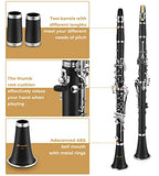 Vangoa Bb Clarinet, B Flat Beginner Student Clarinet Bb Nickel-Plated for School Band Orchestra adult kid with Hard Case, Stand, Cleaning Kit, Barrels, Gloves, Strap, Pads, Reeds
