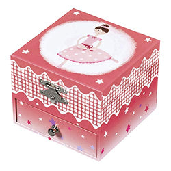 Trousselier - Ballerina - Photoluminescent Musical Cube Box - Glow in The Dark - Dark Pink