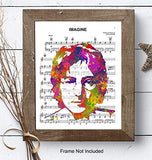 John Lennon Poster - 8x10 Beatles Wall Art Decor - Cool Unique Gift for Paul McCartney, Ringo Starr, George Harrison, 60s Music Fans - Imagine Sheet Music - Modern Pop Art Picture Print