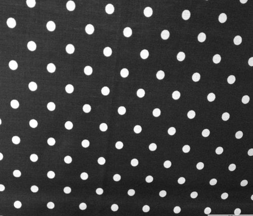 Small Polka Dot Poly Cotton White Dots on Black 58 Inch Fabric By the Yard (F.E.®)
