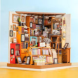 Fsolis DIY Dollhouse Miniature Kit with Furniture, Book Store Dollhouse 3D Wooden Miniature House, Library Miniature Dolls House kit （Sam’s Study）