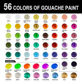 HIMI Gouache Paint Set, 56 Colors x 30ml Unique Jelly Cup Design in a Carrying Case Perfect for Artists, Students, Gouache Opaque Watercolor Painting