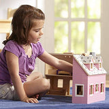 Melissa & Doug Fold and Go Wooden Dollhouse With 4 Dolls and Wooden Furniture