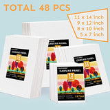 48 Pcs Painting Canvas Panels Multi Pack,5x7",8x10",9x12",11x14",Canvas Boards for Painting,100% Cotton,with Label Stickers,Blank Canvas for Acrylic Pouring and Oil Painting,Art Supplies,Art Canvas