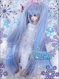 (22-24CM) BJD Doll Hair Wig 1/3 SD DZ DOD LUTS / Ice-Blue, Extra Long Straight Hair / FBE081