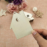 20pcs Wooden House Shaped DIY Craft Cutouts Unfinished Wood with Ropes Embellishments Gift Tags Ornaments for Wedding Home Christmas Party Decoration