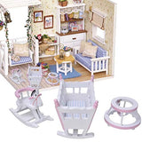 iLAZ 1:12 Scale Dollhouse Furniture Miniature Nursery Furniture (3 Pcs) - Crib, Rocking Horse, Baby Learning Walker for Doll House, Accessory Kids Pretend Toy, Creative Birthday Handcraft Gift