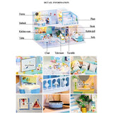Dollhouse Miniature with Furniture, DIY Wooden Doll House Kit Duplex Apartment Style Plus Dust Cover and Music Movement, 1:24 Scale Creative Room Idea Best Gift for Children Friend Lover (K057)