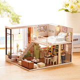 CUTEBEE Dollhouse Miniature with Furniture, Wooden DIY Dollhouse Kit Plus Dust Proof and Music Movement, 1:24 Scale Creative Room Idea (Waiting for time)