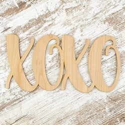 XOXO Wood Cutouts for Crafts - Valentines Day Heart Wooden Shapes 5mm (0.2 Inches) Thick Birch - Wreath Enhancement Add On