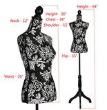 Female Dress Form Mannequin Torso Adjustable Height Mannequin Body with Tripod Stand for Clothing Dress Jewelry Display, White Flower