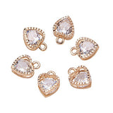 PH PandaHall 1Bag About 100 Pcs Cubic Zirconia Alloy Heart Shape Charms Sets for Jewelry Making