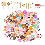 SIX VANKA Miniature Decor Dessert Pastry Cake 120pcs Mixed Tableware Kitchen Pretend Play Mini Food Set for Kids Dollhouse Cooking Birthday Party DIY Doll House Childrens Educational Toys