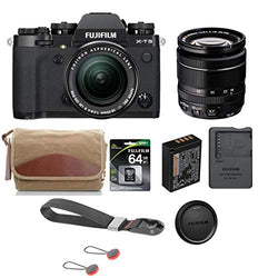Fujifilm X-T3 26.1MP Mirrorless Camera with XF 18-55mm f/2.8-4 R LM OIS Lens, Silver - Bundle with Fuji Camera Satchel Bag, by Domke, Fuji 64GB Class 10 UHS-1 SDXC Card, Peak Camera Cuff Wrist Strap