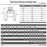 Nezuko Women Cat Ear Hoodies Hisoka Anime Pullover Cropped Top Sweatshirt, Black01, Large