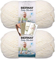 Bernat Baby Blanket Yarn - Big Ball (10.5 oz) - 2 Pack with Pattern Cards in Color (Vanilla)