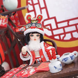 Chinese Style BJD Dolls 25cm 1/6 New Year SD Doll with Full Set Clotehs Wig Hat Makeup, Ball Jointed Can Rotatable Move
