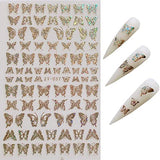 Butterfly Nail Art Stickers Decals Laser Butterfly Stickers Nail Designs 3D Gold Butterflies Nail Art Adhesive Sticker Sheets Nail Foil Luxury Butterfly Nail Stickers for Nail Art Decoration (8 Pcs)