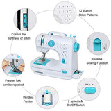 NEX Portable Sewing Machine Double Speeds for Beginner Art Craft 12 Stitches, Blue