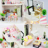 Spilay DIY Miniature Dollhouse Wooden Furniture Kit,Handmade Mini Modern Model Plus with Dust Cover & Music Box ,1:24 Scale Creative Doll House Toys for Children Lover Gift (Anna's Pink Melody)