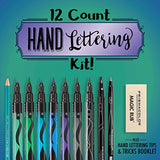 Prismacolor Premier Hand Lettering Set, Assorted Cool Colors, Art Markers, Graphite Pencil, Eraser, 12 Count